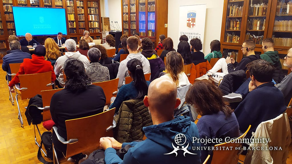 Presentació del seminari “Inclusió social de persones refugiades mitjançant l’activitat física i l’esport”, celebrat a l'Edifici Històric de la Universitat de Barcelona