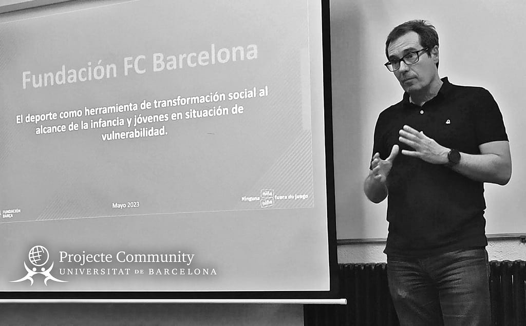 Paco Sanz, corporate manager of Fundació Barça, during his presentation at the seminar.